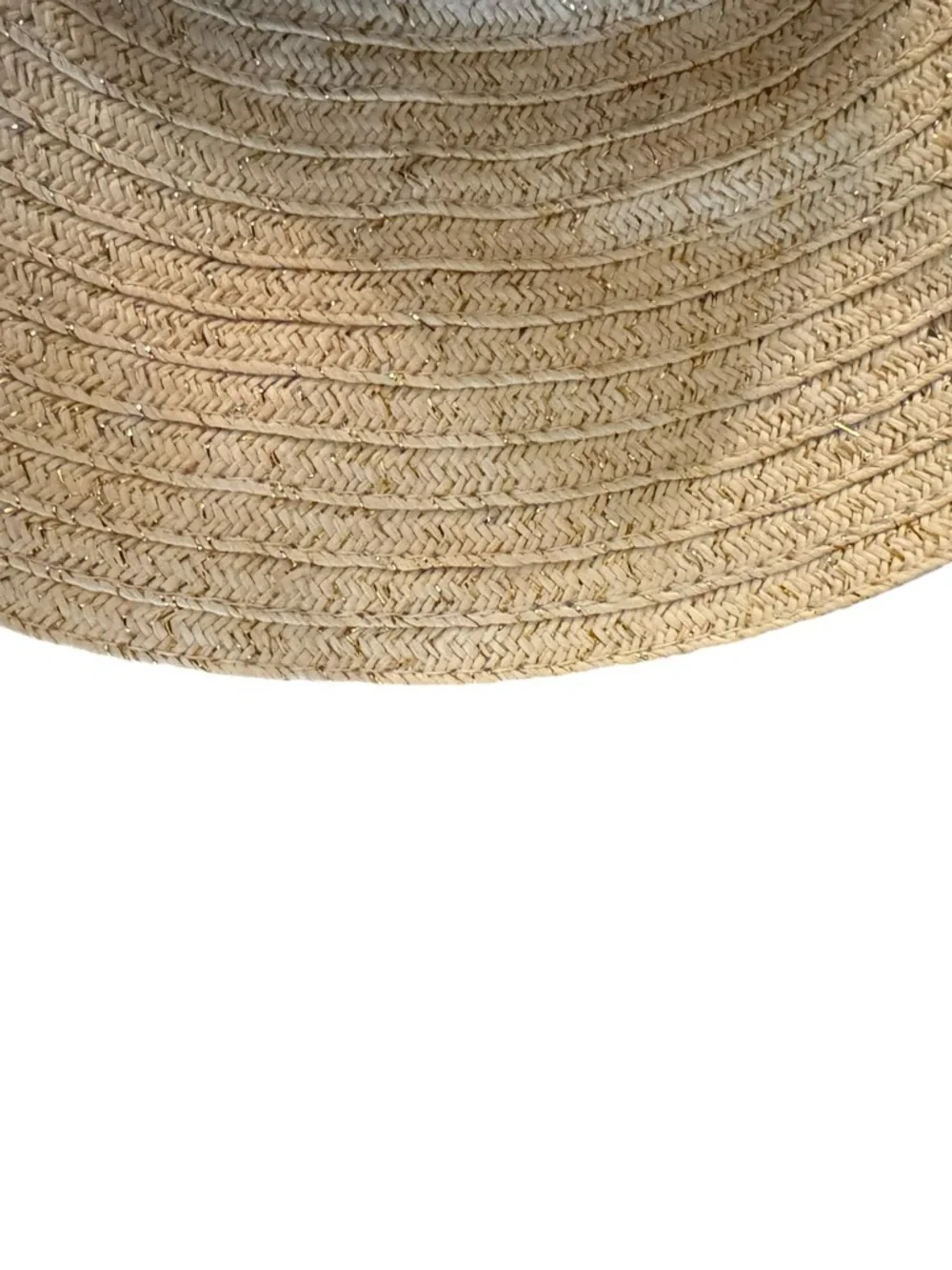 Wide‎ Brim Straw Sun Hat with Striped Bow - Beige